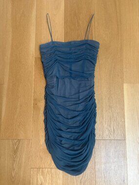 Blue Ruched Mesh Bodycon Mini Dress | Honey